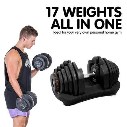 Powertrain 2x 40kg Adjustable Dumbbell Home Gym Exercise Equipment Free Weights