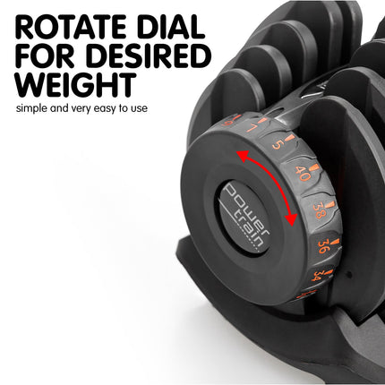 Powertrain 40kg Adjustable Dumbbell Home Gym Exercise Equipment Free Weights