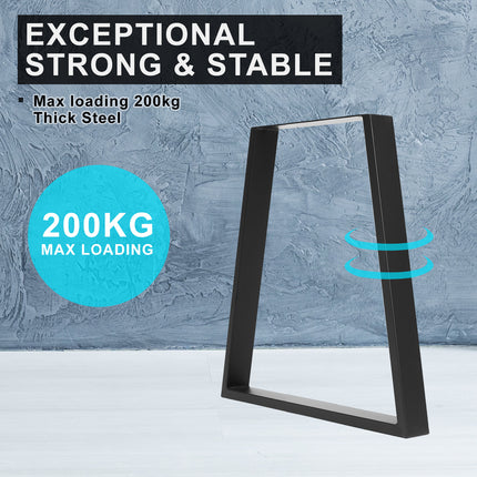 2 X Table Legs Bench Trapezium Metal 45 x 65 x 71cm - BLACK