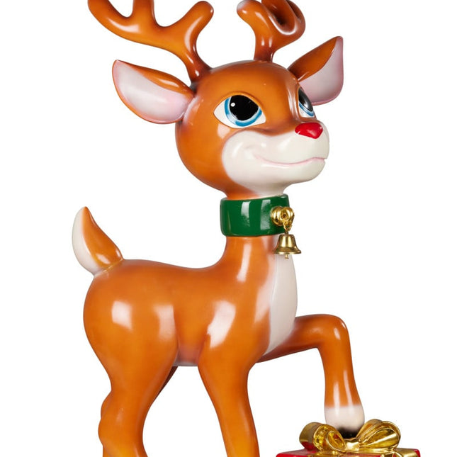 Christmas Reindeer Display - Cute Baby Reindeer with Present - 89cm