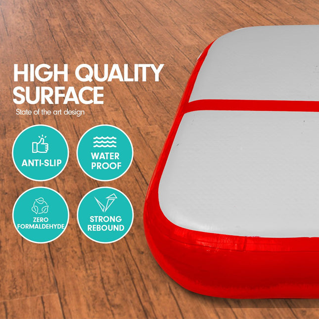 Powertrain 1m Air Inflatable Tumbling Mat Block - Red