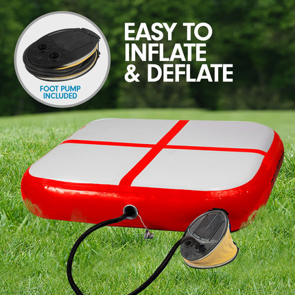 Powertrain 1m Air Inflatable Tumbling Mat Block - Red