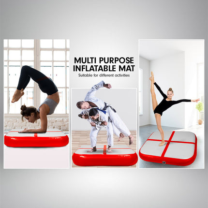 Powertrain 1m Air Inflatable Tumbling Mat Block - Red