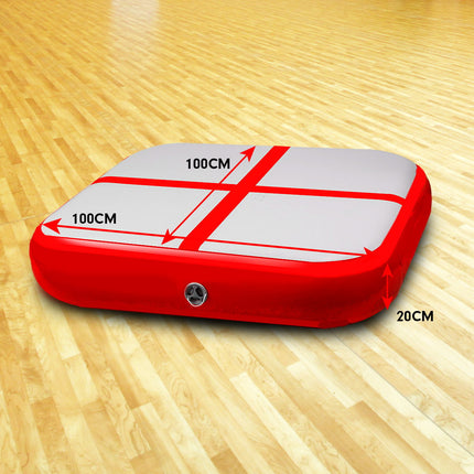 Powertrain 1m Air Inflatable Tumbling Mat Block - Red