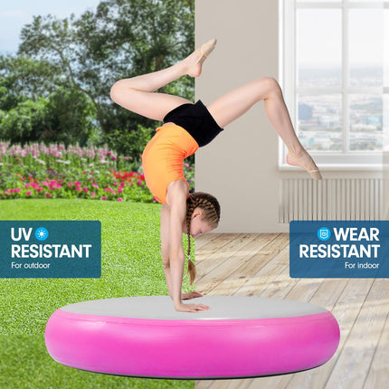 Powertrain 1m Air Track Spot Round Inflatable Tumbling Mat - Pink