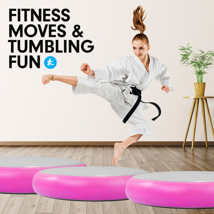 Powertrain 1m Air Track Spot Round Inflatable Tumbling Mat - Pink