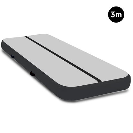 Powertrain 3m x 1m Air Track Inflatable Gymnastics Mat - Grey Black