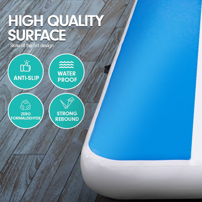 Powertrain 5m x 1m Air Track Inflatable Gymnastics Mat - Blue White