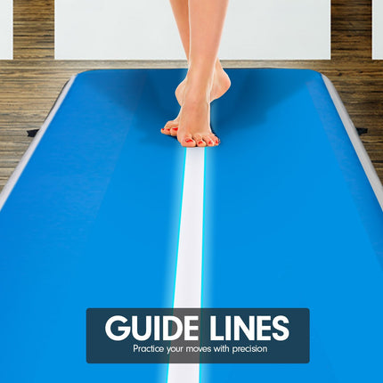 Powertrain 5m x 1m Air Track Inflatable Gymnastics Mat - Blue White