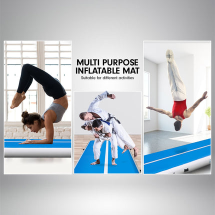 Powertrain 5m x 1m Air Track Inflatable Gymnastics Mat - Blue White
