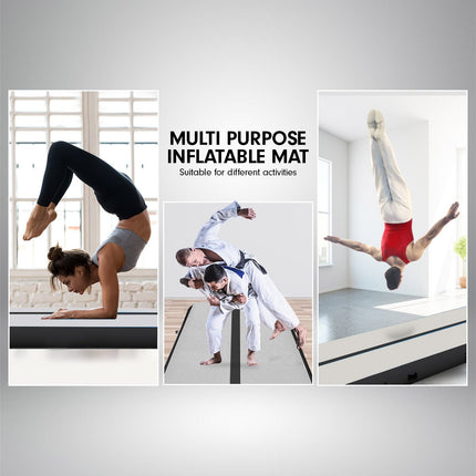 Powertrain 5m x 1m Air Track Inflatable Gymnastics Mat - Grey Black