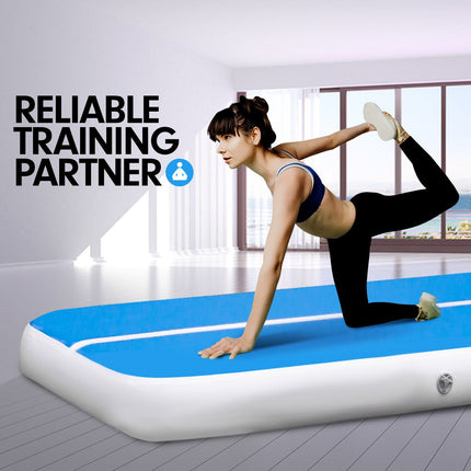 Powertrain 6m x 1m Air Track Inflatable Gymnastics Mat - Blue White