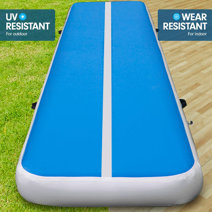 Powertrain 6m x 1m Air Track Inflatable Gymnastics Mat - Blue White