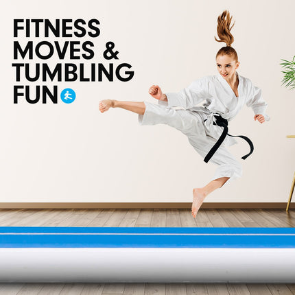 Powertrain 6m x 1m Air Track Inflatable Gymnastics Mat - Blue White