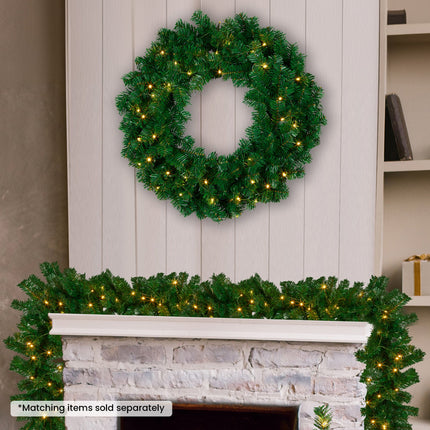 Chadwick Green Pre-Lit Christmas Wreath - 61cm