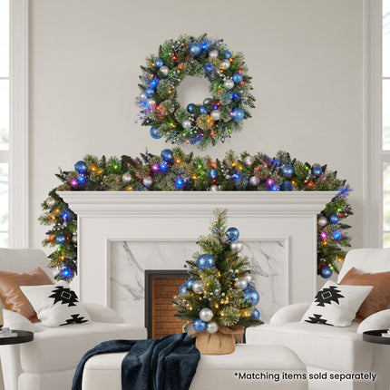 61cm Blue Collection Multicolour Pre-Lit Christmas Wreath