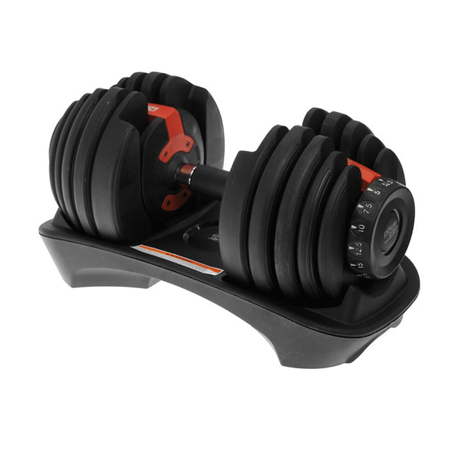 Powertrain Adjustable Dumbbells Set Home Gym Exercise Free Weights 48kg w/ Stand - Red