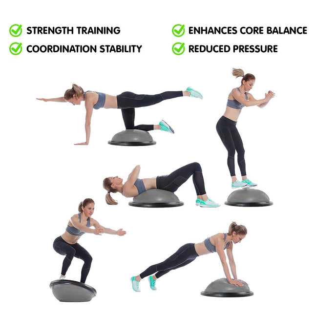 Powertrain Fitness Yoga Ball Home Gym Workout Balance Trainer - Grey