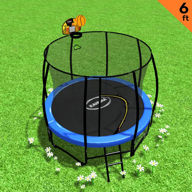 6ft Trampoline Free Safety Net Spring Pad  Mat Ladder Basketball Blue