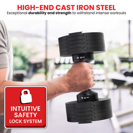 Powertrain Eon 36kg Dial-Up Adjustable Dumbbell Home Gym Weights
