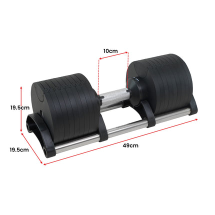 Powertrain Eon 45kg Adjustable Dumbbell Home Gym 9 Strength Training Safety Lock System For Bui