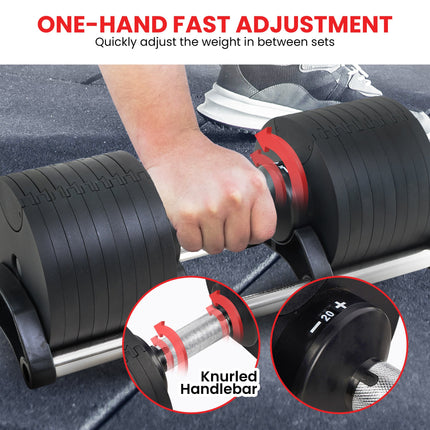 Powertrain Eon 45kg Adjustable Dumbbell Home Gym 9 Strength Training Safety Lock System For Bui