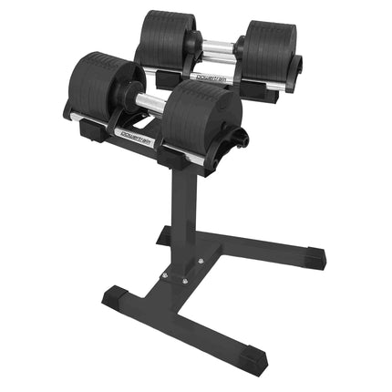 Powertrain Eon 2 x 45kg Adjustable Dumbbells w/ Stand Heavy-Duty Storage Rack Home Gym 9 Streng