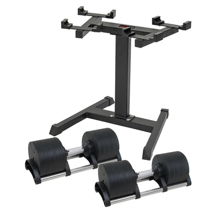 Powertrain Eon 2 x 45kg Adjustable Dumbbells w/ Stand Heavy-Duty Storage Rack Home Gym 9 Streng