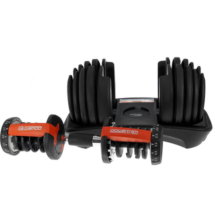 Powertrain 24kg Adjustable Dumbbell Home Gym Exercise Weights Free Workout Red