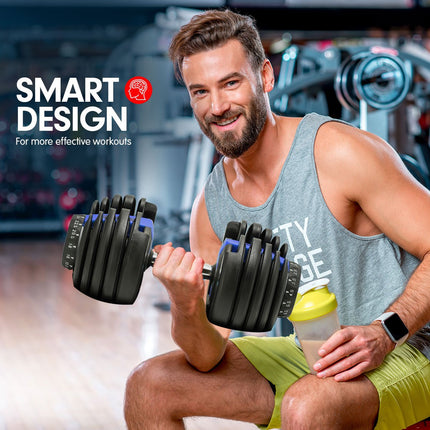 Powertrain 48kg Adjustable Dumbbell Set Home Gym Exercise Equipment Weights Blue