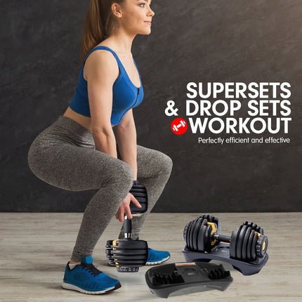 Powertrain 48kg Adjustable Dumbbell Set Home Gym Exercise Equipment Weights Gold