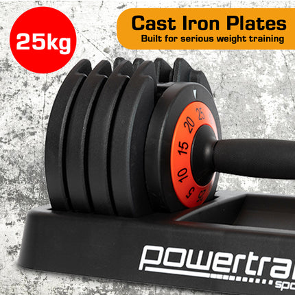 Powertrain GEN2 Pro Adjustable Dumbbell Weights - 25kg