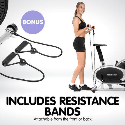 Powertrain 3-in-1 Elliptical Cross Trainer Exercise Bike with Resistance Bands