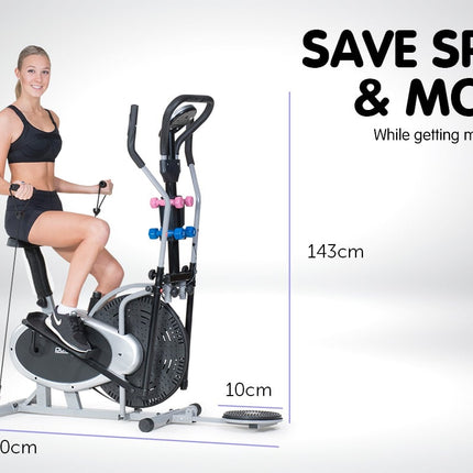 Powertrain 6-in-1 Elliptical Cross Trainer Bike with Weights and Twist Disc