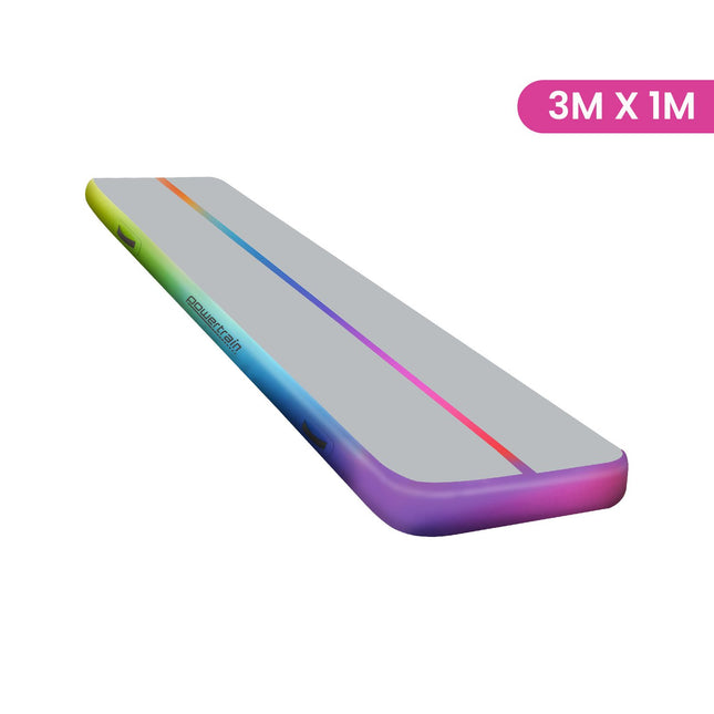 Powertrain 3m x 1m Air Track Inflatable Gymnastics Mat - Rainbow