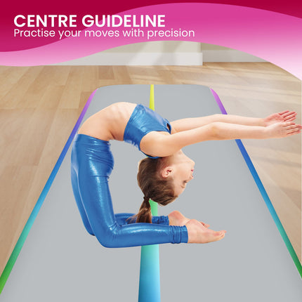 Powertrain 4m x 1m Air Track Inflatable Gymnastics Mat - Rainbow