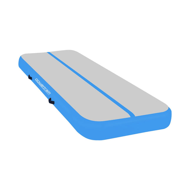 Powertrain 4m x 2m x 20cm Air Track Gymnastics Mat Tumbling Exercise - Grey Blue