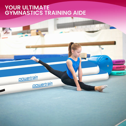 Powertrain 7m x 1m  x 20cm Air Track Inflatable Tumbling Gymnastics Mat - Blue White