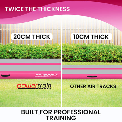 Powertrain 7m x 1m x 20cm Air Track Inflatable Gymnastics Mat Tumbling - Grey Pink