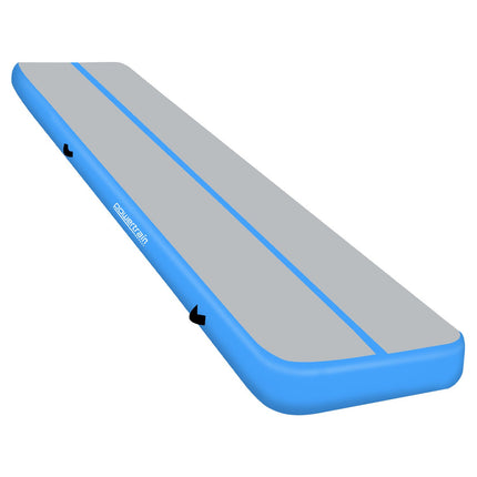 Powertrain 8m x 1m x 20cm Air Track Inflatable Gymnastics Mat Tumbling - Grey Blue