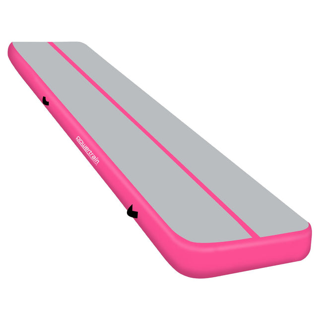 Powertrain 8m x 1m x 20cm Air Track Inflatable Gymnastics Mat Tumbling - Grey Pink