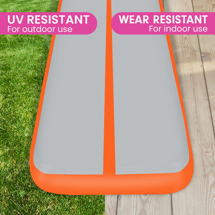 Powertrain 3m x 1m Air Track Inflatable Gymnastics Mat - Orange Grey