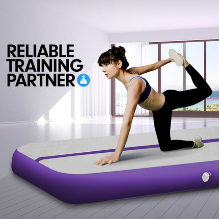 Powertrain 3m x 1m Air Track Inflatable Gymnastics Mat - Purple Grey