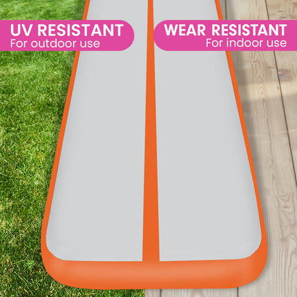 Powertrain 4m x 1m Air Track Inflatable Gymnastics Mat - Orange