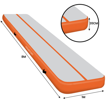 Powertrain 4m x 1m Air Track Inflatable Gymnastics Mat - Orange