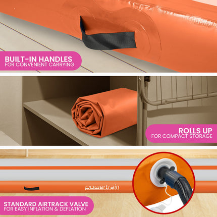 Powertrain 4m x 1m Air Track Inflatable Gymnastics Mat - Orange