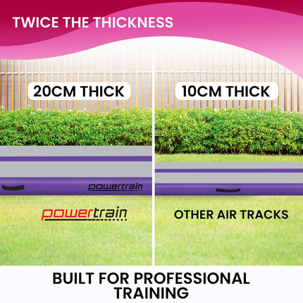 Powertrain 4m x 1m Air Track Inflatable Gymnastics Mat - Purple Grey