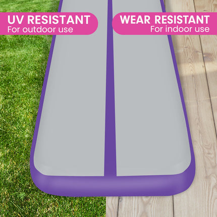 Powertrain 4m x 1m Air Track Inflatable Gymnastics Mat - Purple Grey