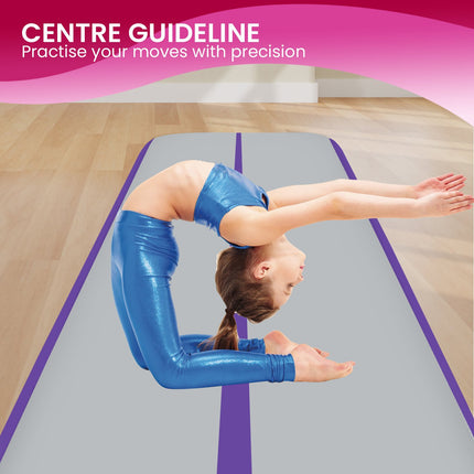 Powertrain 4m x 1m Air Track Inflatable Gymnastics Mat - Purple Grey