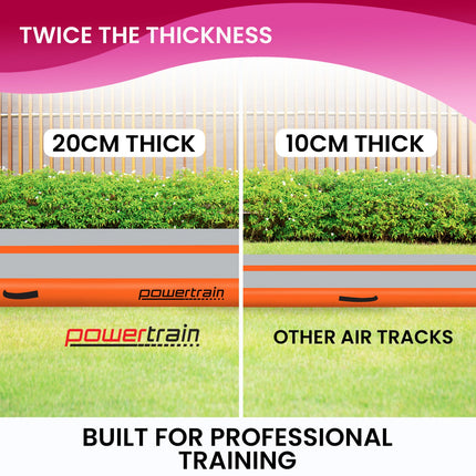 Powertrain 5m x 1m Air Track Inflatable Gymnastics Mat - Orange Grey